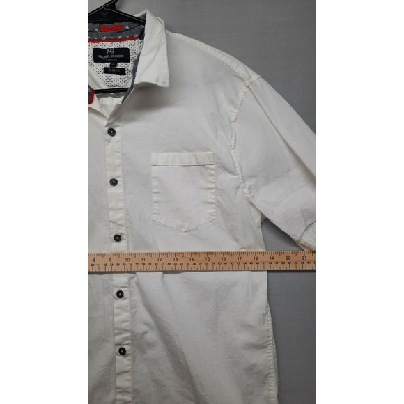 Michael Brandon Men's Button Down Short Sleeve Shirt Size XL White - Picture 4 of 7
